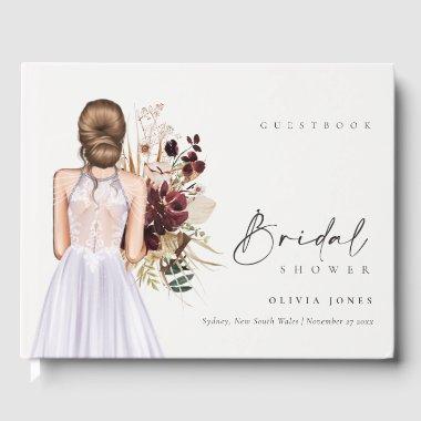 Elegant Boho Lilac Wedding Gown  Guest Book