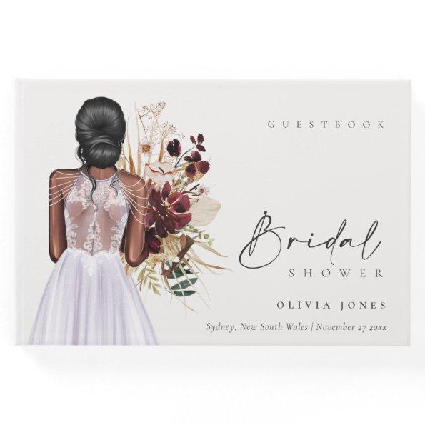 Elegant Boho Lilac Wedding Gown Bridal Shower Guest Book