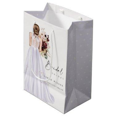 Elegant Boho Lilac Wedding Gown Bridal Shower Medium Gift Bag