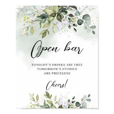 Elegant boho Open bar wedding  sign