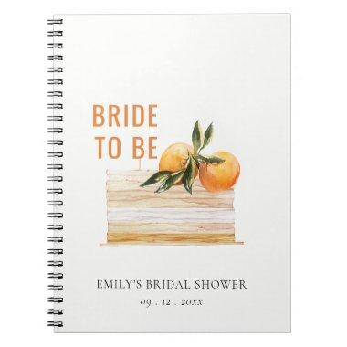 Elegant Boho Orange Green Fruit Cake Bride Shower Notebook