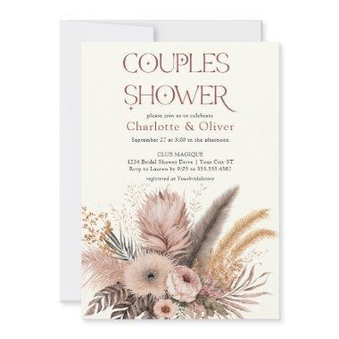 Elegant Boho Pampas Grass Couples Bridal Shower Invitations