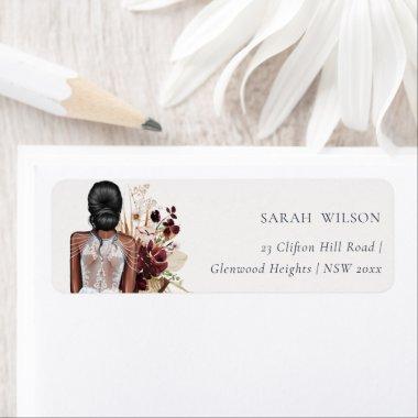 Elegant Boho Sky Blue Wedding Gown Address Label