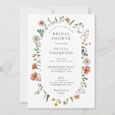 Elegant Boho Spring Wildflower Arch Bridal Shower Invitations
