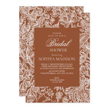 Elegant Boho Terracotta Line Art Wildflower