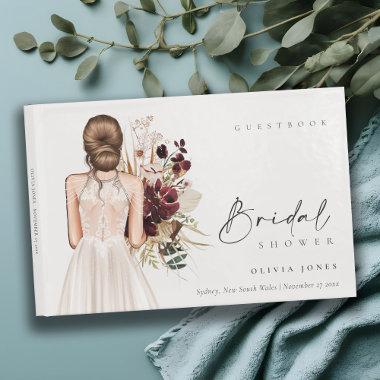 Elegant Boho White Wedding Gown Bridal Shower Guest Book
