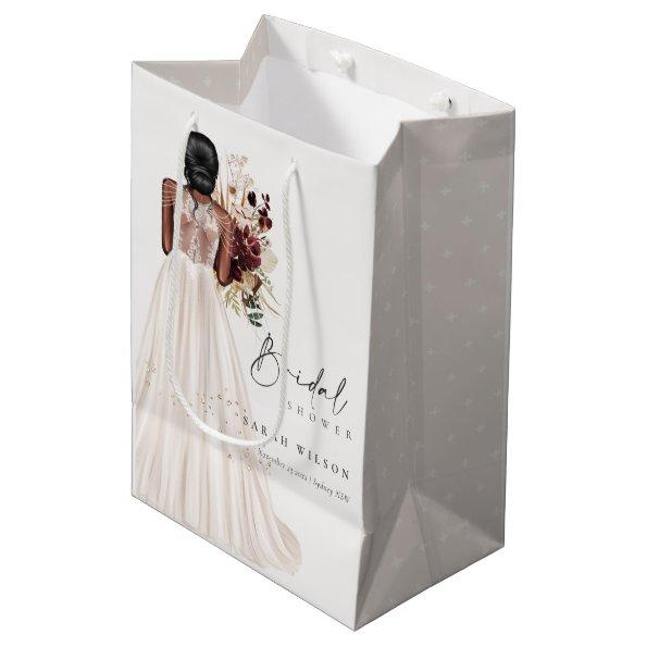 Elegant Boho White Wedding Gown Bridal Shower Medium Gift Bag