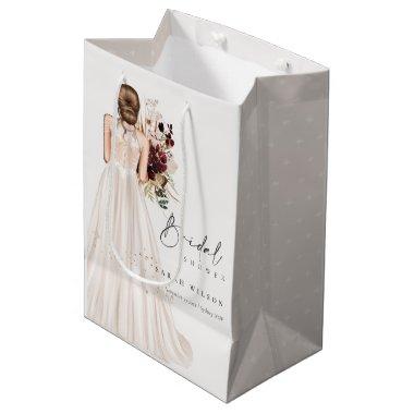 Elegant Boho White Wedding Gown Bridal Shower Medium Gift Bag