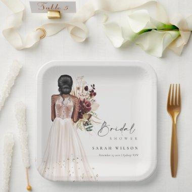 Elegant Boho White Wedding Gown  Paper Plates