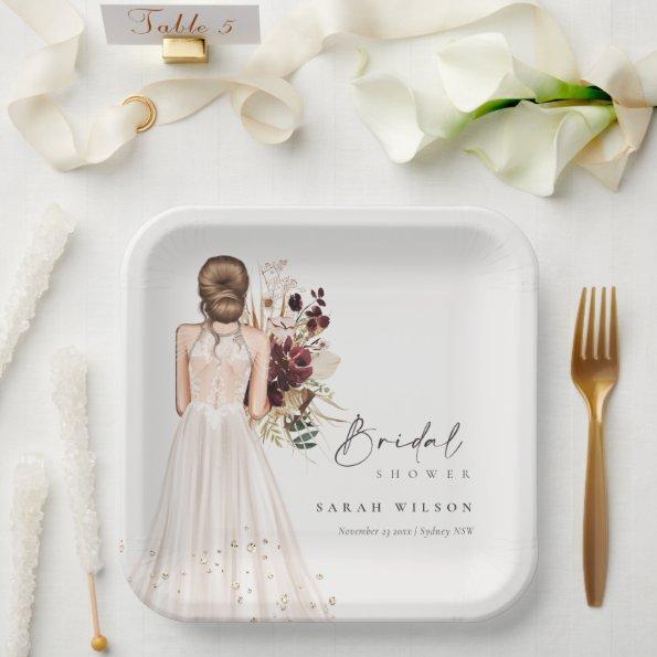 Elegant Boho White Wedding Gown  Paper Plates