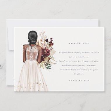 Elegant Boho White Wedding Gown Bridal Shower Thank You Invitations