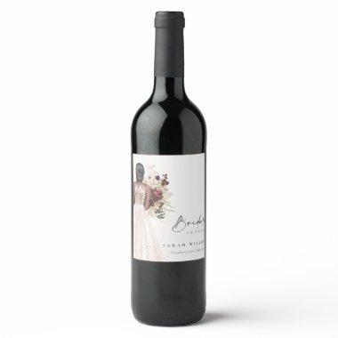 Elegant Boho White Wedding Gown Bridal Shower Wine Label