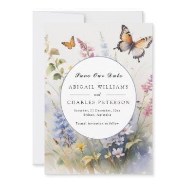 Elegant Boho Wildflower Bloom Save the date