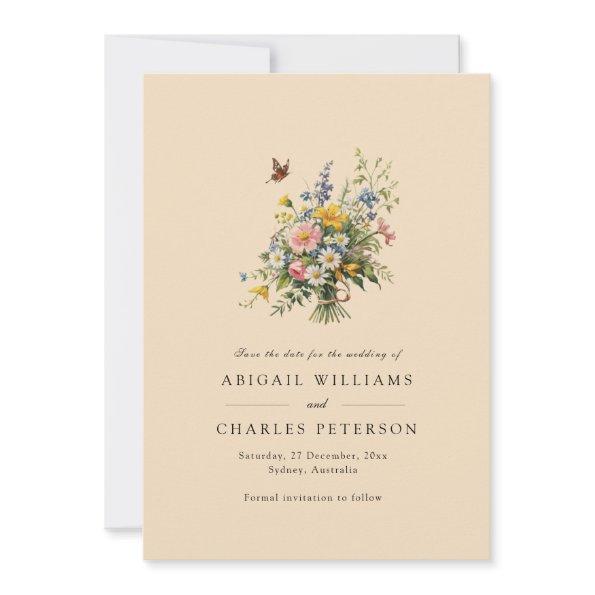 Elegant Boho Wildflower Bloom Save the date