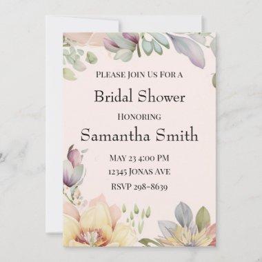 Elegant BOHO Wildflower Bridal Shower Invitations