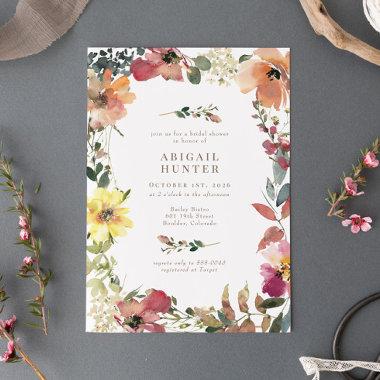 Elegant Boho Wildflower Bridal Shower Invitations