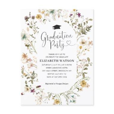 Elegant Boho Wildflower Floral Graduation Party PostInvitations