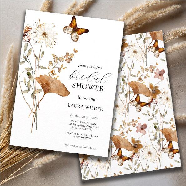 Elegant Boho Wildflowers Bridal Shower Invitations