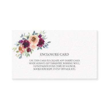 ELEGANT BOHO WINE BLUSH WATERCOLOR FLORALS ENCLOSURE