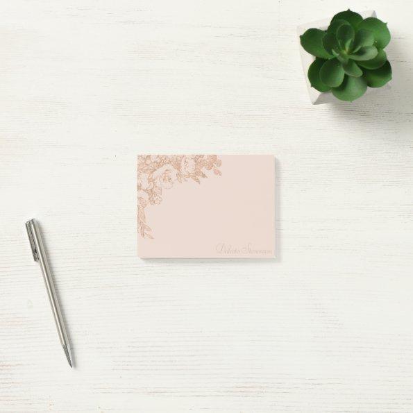 Elegant Botanical | Copper Rose Gold Floral Custom Post-it Notes
