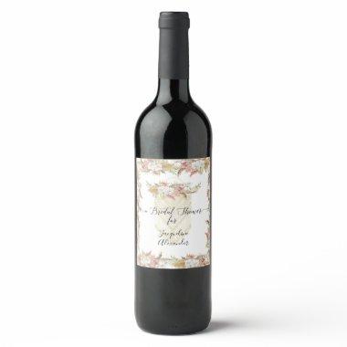 Elegant Botanical Floral Pampas Greenery Bridal Wine Label
