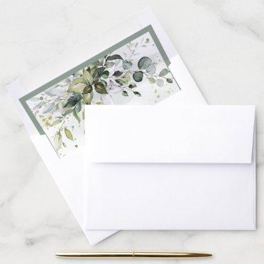 Elegant Botanical Greenery Floral Watercolor Envelope Liner