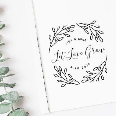 Elegant Botanical Let Love Grow Wedding Favor Self-inking Stamp