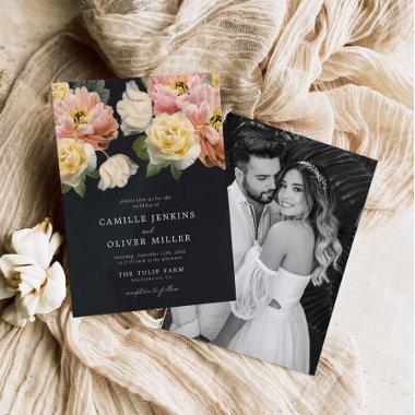 Elegant Botanical Moody Photo Wedding Invitations