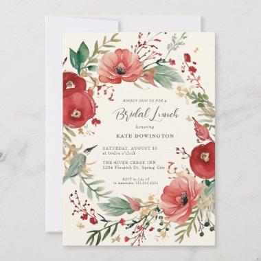 Elegant Botanical Wreath Floral Bridal Shower Invitations