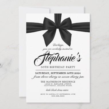 Elegant Bow Black Tiffany Birthday Invitations