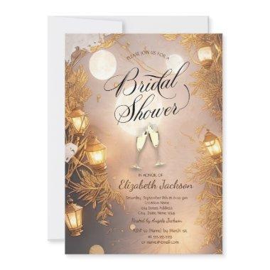 Elegant Branches Rustic Lantern Bridal Shower Invitations