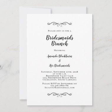 Elegant Bridal Brunch Bridesmaids Black & White Invitations