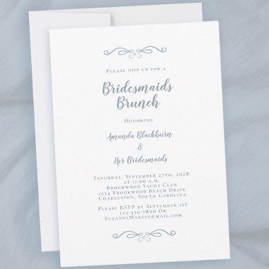 Elegant Bridal Brunch Bridesmaids Dusty Blue Chic Invitations