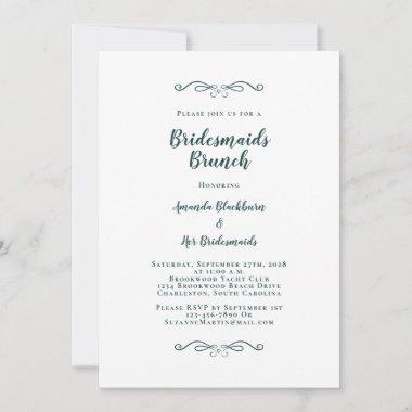 Elegant Bridal Brunch Bridesmaids Emerald Green Invitations