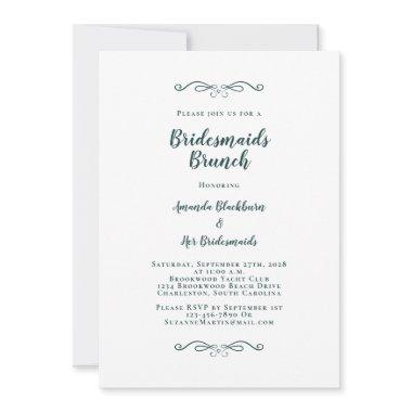 Elegant Bridal Brunch Bridesmaids Emerald Green Invitations