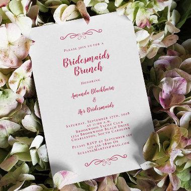 Elegant Bridal Brunch Bridesmaids Magenta Red Chic Invitations