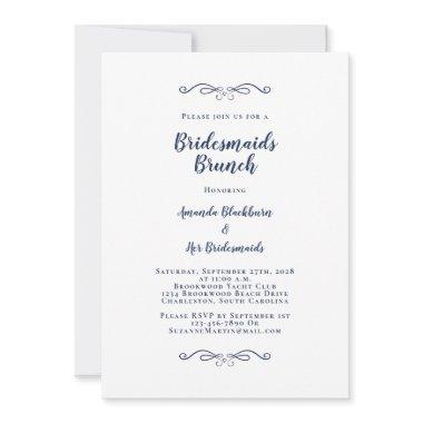 Elegant Bridal Brunch Bridesmaids Navy Blue White