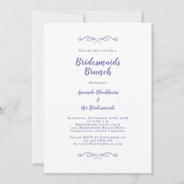 Elegant Bridal Brunch Bridesmaids Periwinkle Blue Invitations