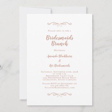 Elegant Bridal Brunch Bridesmaids Shower Blush Invitations