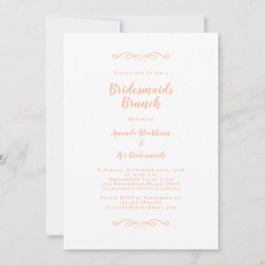 Elegant Bridal Brunch Bridesmaids Trendy Peach Invitations