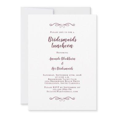 Elegant Bridal Luncheon Bridesmaids Burgundy White Invitations