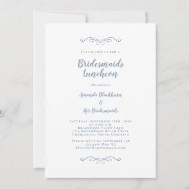 Elegant Bridal Luncheon Bridesmaids Dusty Blue Invitations