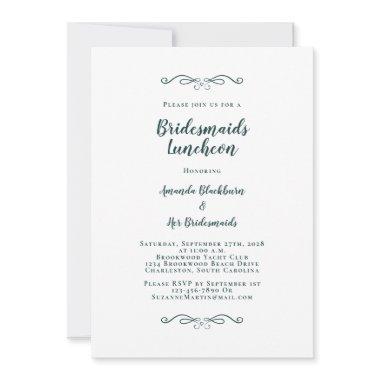 Elegant Bridal Luncheon Bridesmaids Emerald Green Invitations