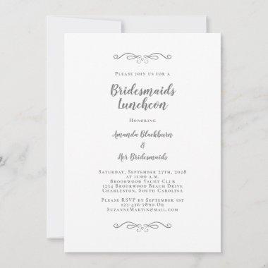 Elegant Bridal Luncheon Bridesmaids Modern Gray Invitations