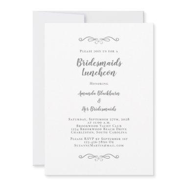 Elegant Bridal Luncheon Bridesmaids Modern Gray Invitations