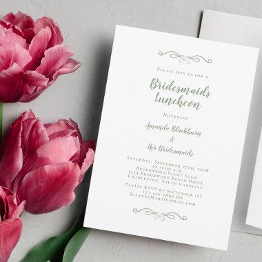 Elegant Bridal Luncheon Bridesmaids Sage Green Invitations
