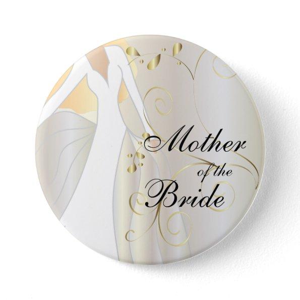 Elegant Bridal Party with Gold Accents Pinback Button