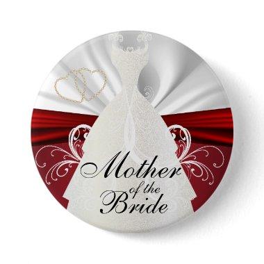 Elegant Bridal Party with Red Accents Pinback Button