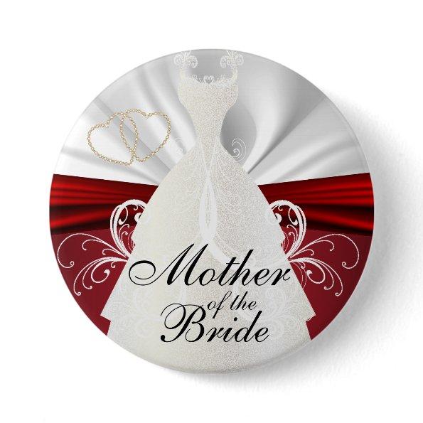 Elegant Bridal Party with Red Accents Pinback Button