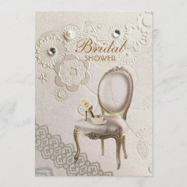 elegant bridal shoes paris vintage bridal shower Invitations